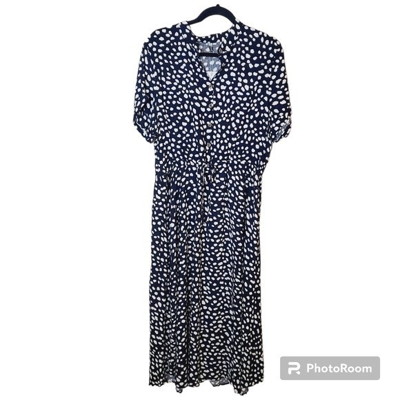 BROVAVE Short Sleeve Shirt Button Down Polka dot Midi dress - Picture 4 of 10